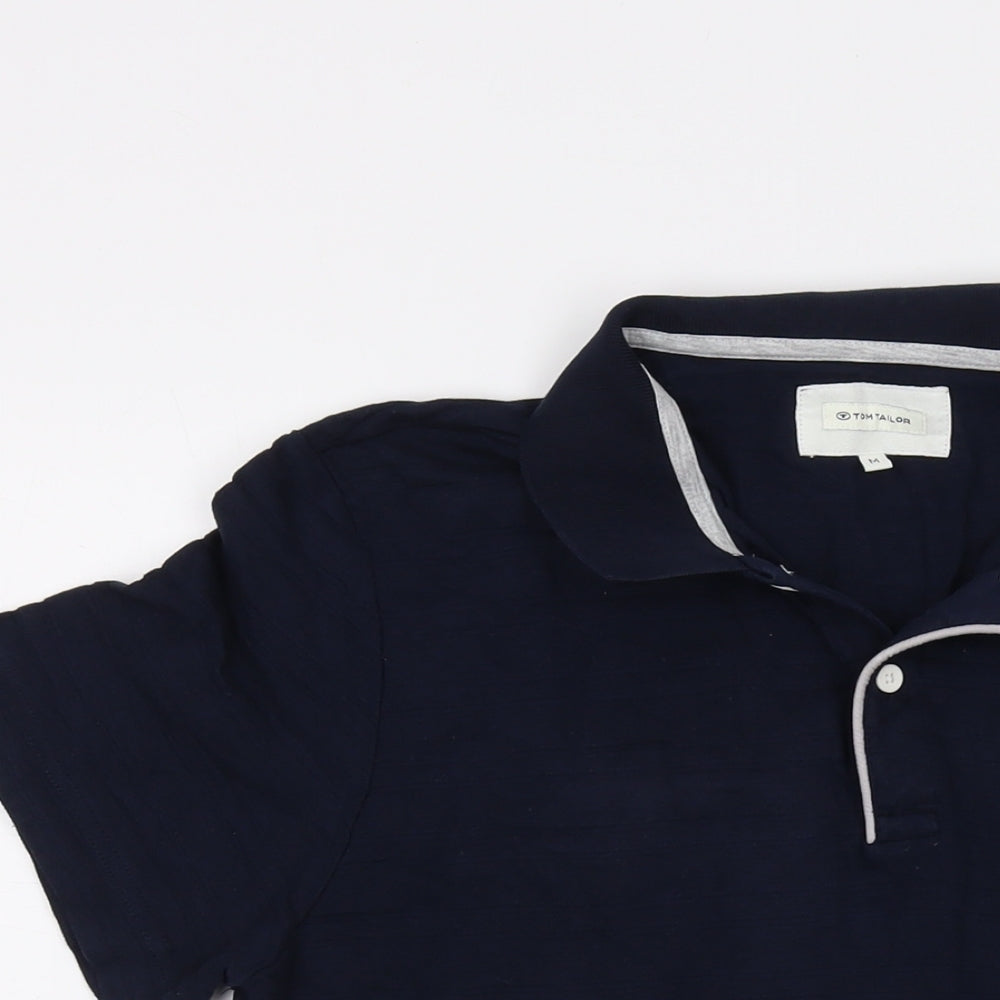 TOM TAILOR Mens Blue Cotton Polo Size M Collared Button