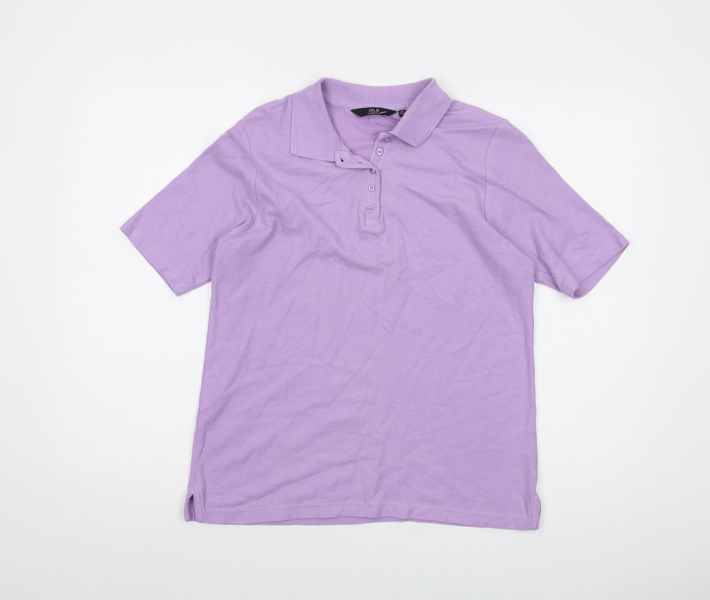 Isle Womens Purple Cotton Basic Polo Size 14 Collared