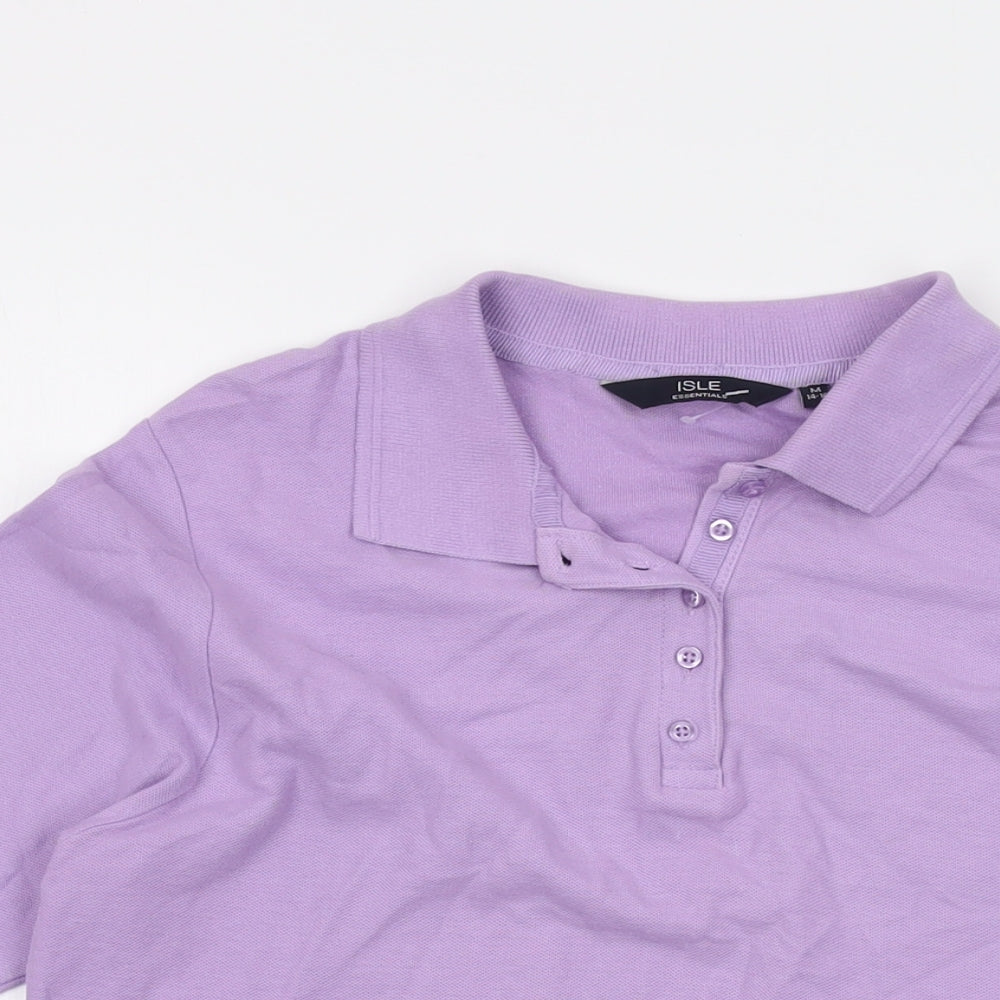 Isle Womens Purple Cotton Basic Polo Size 14 Collared