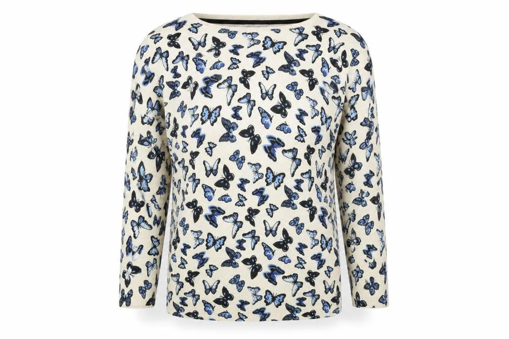 Amaryllis Womens Ivory Round Neck Geometric Cotton Pullover Jumper Size XS