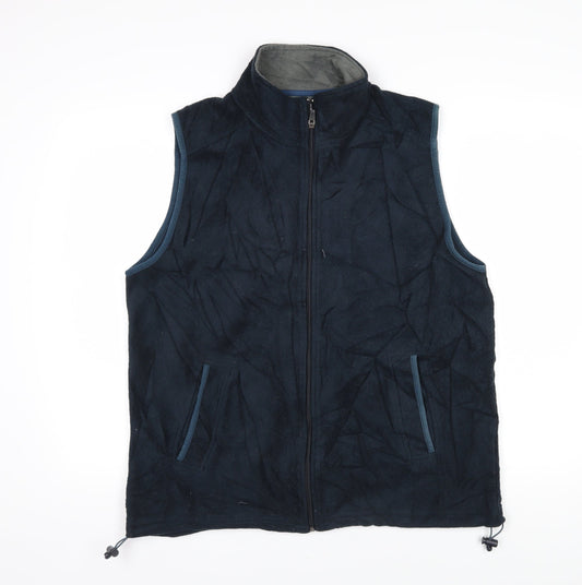 EWM Mens Blue Gilet Waistcoat Size L Tie