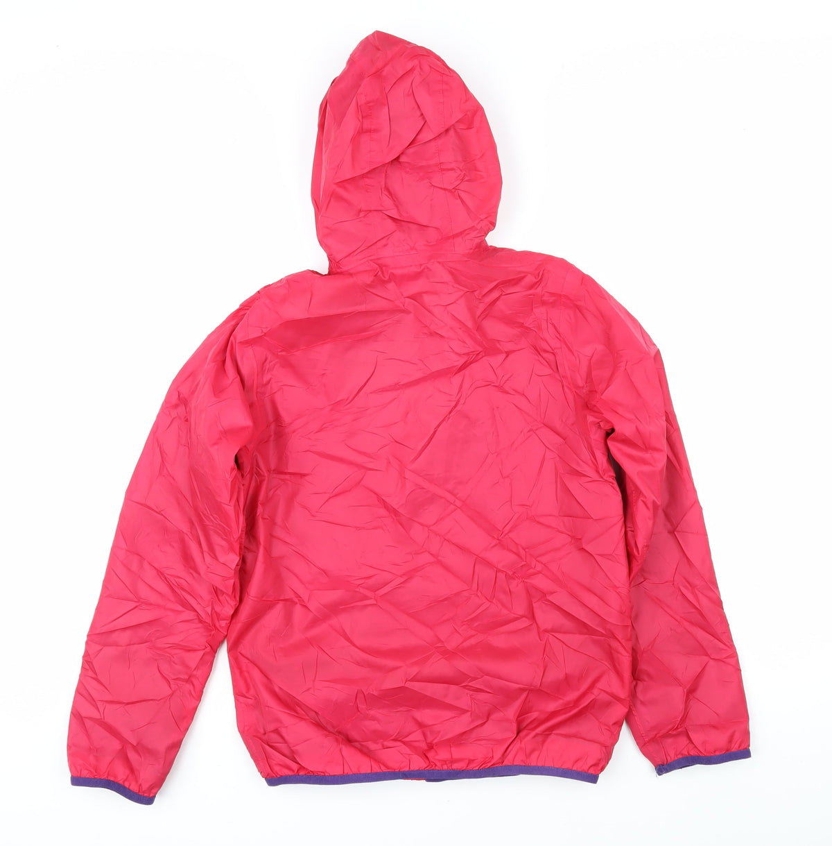 Back view of Decathlon girls’ red jacket coat, size 12, years zip