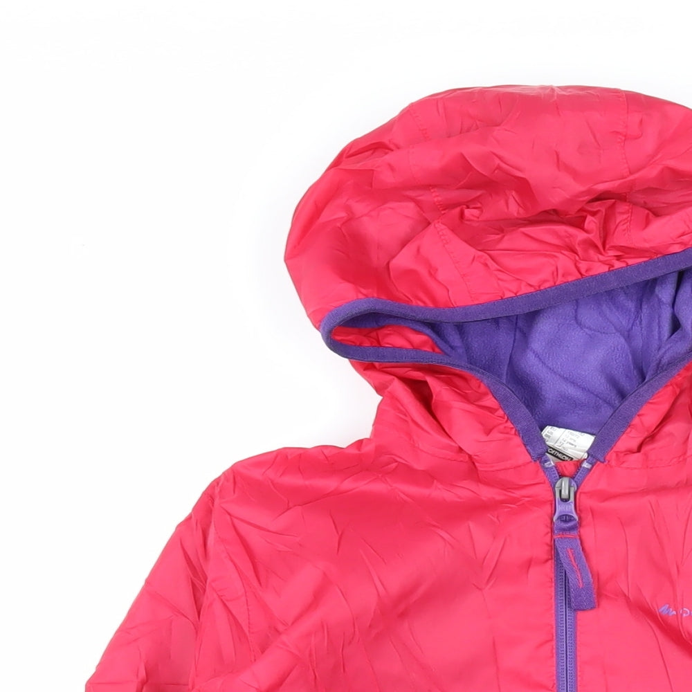Close-up detail of Decathlon girls’ red jacket coat, size 12, years zip