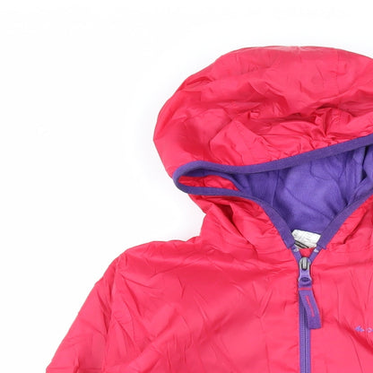 Close-up detail of Decathlon girls’ red jacket coat, size 12, years zip