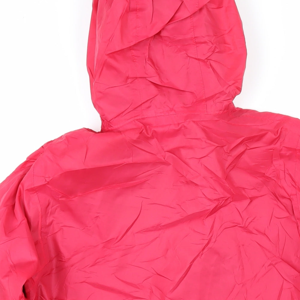 Brand and care label for Decathlon girls’ red jacket coat, size 12, years zip