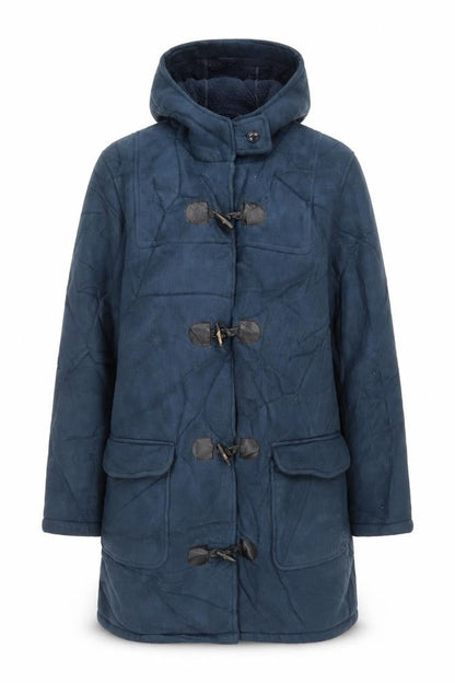 Cotton Traders Womens Blue Overcoat Coat Size 16 Toggle