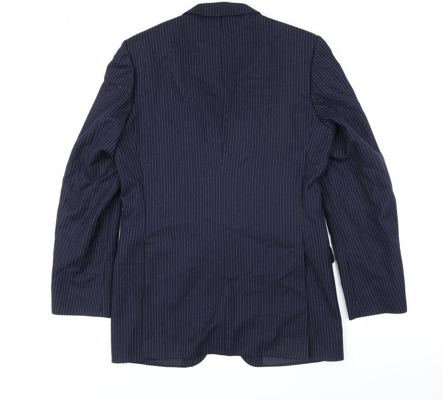 THE LABEL Mens Blue Striped Wool Jacket Blazer Size 40 Regular