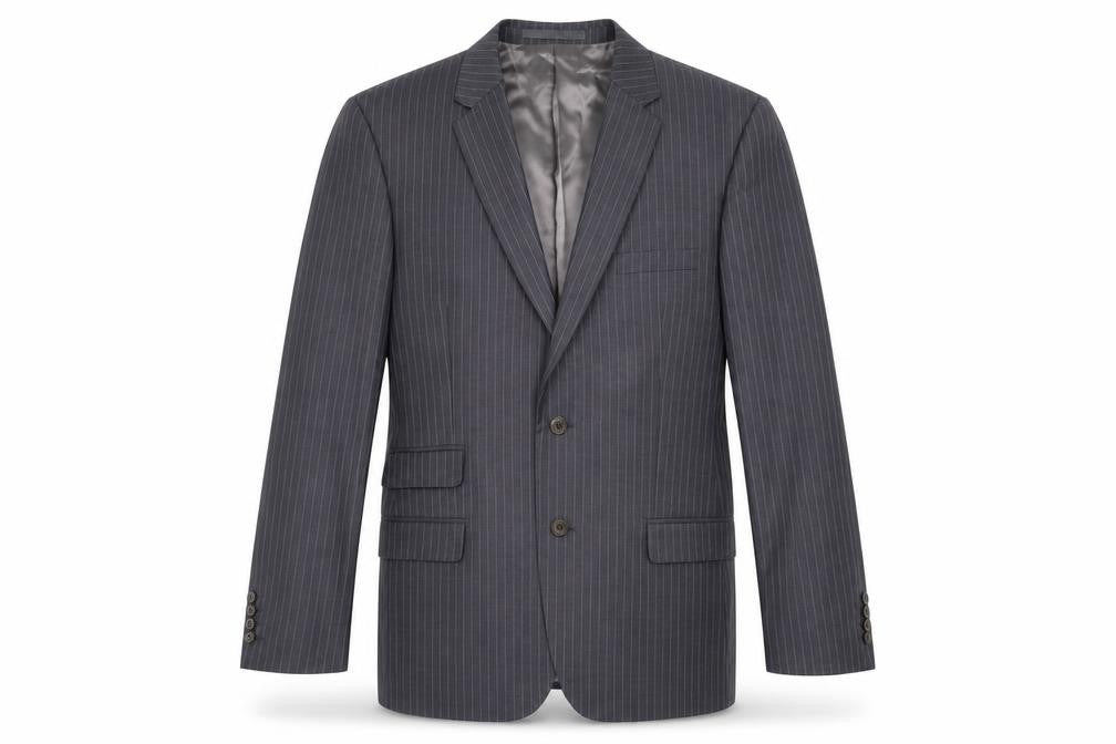 Kenneth Cole Mens Grey Striped Wool Jacket Blazer Size 42 Regular