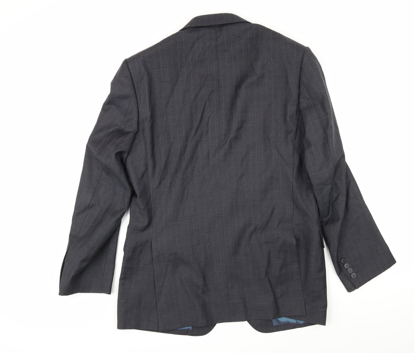 Marks and Spencer Mens Grey Striped Wool Jacket Blazer Size M Regular