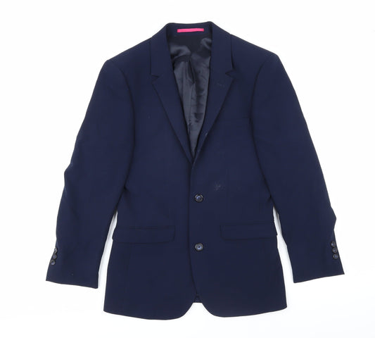 OneSix5ive Mens Blue Polyester Jacket Blazer Size 34 Regular