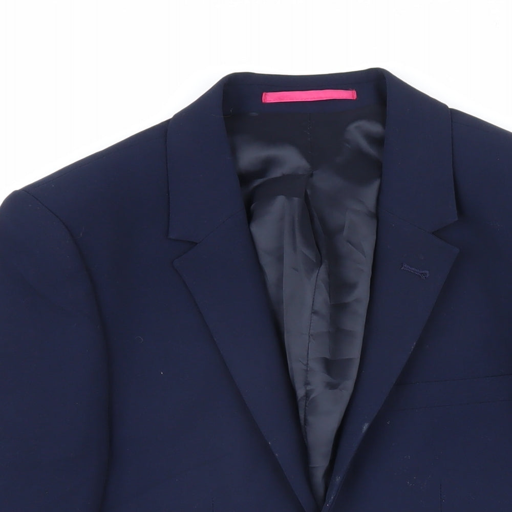 OneSix5ive Mens Blue Polyester Jacket Blazer Size 34 Regular