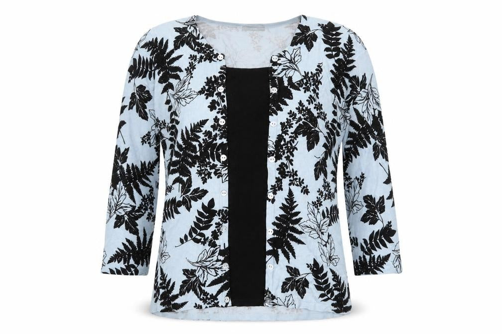 M&Co Womens Blue Crew Neck Floral Acrylic Pullover Jumper Size 12 - Buttons