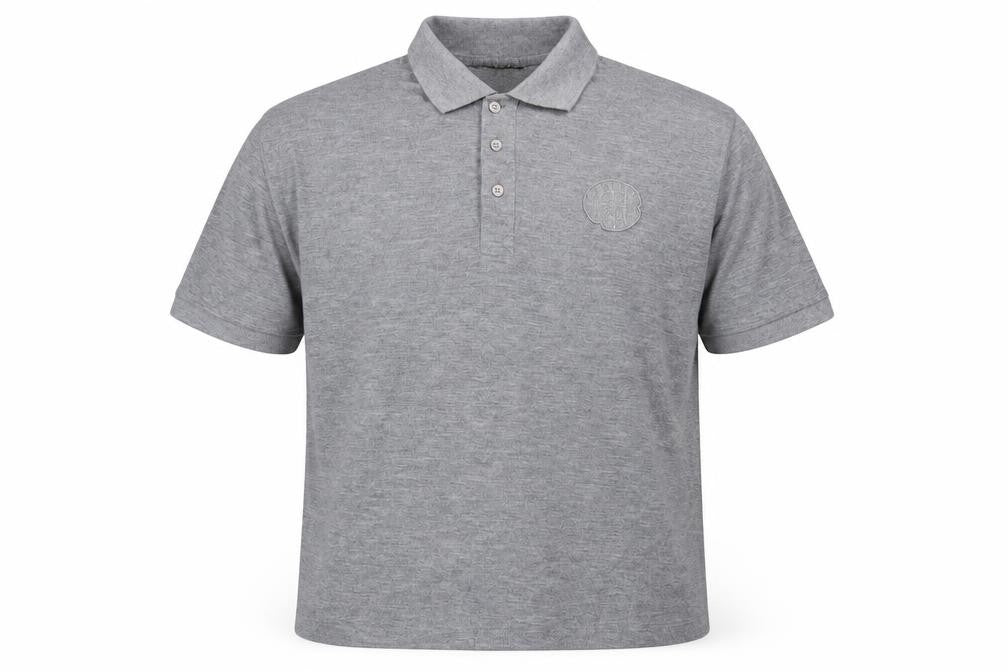 Elbow Mens Grey Polyester Polo Size XL Collared Button - Logo, Embroidered