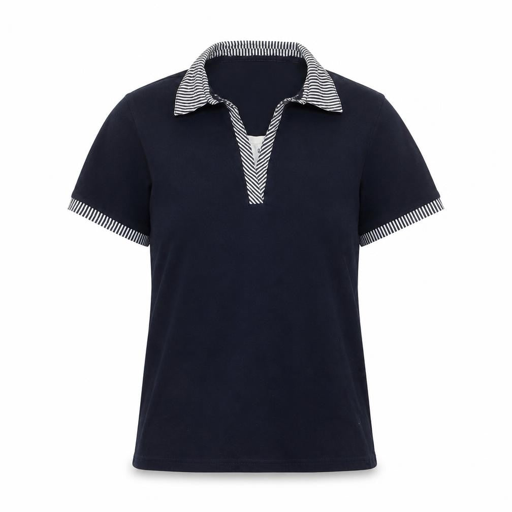 EWM Womens Blue Cotton Basic Polo Size S Collared - 10/12