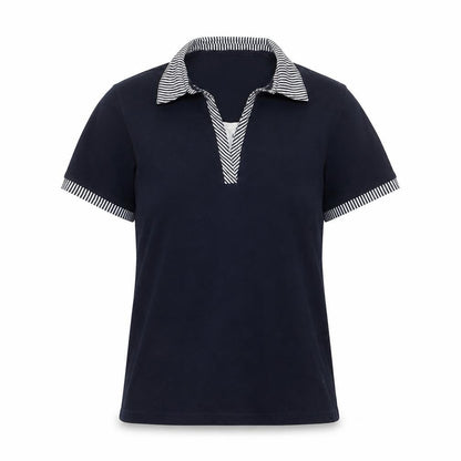 EWM Womens Blue Cotton Basic Polo Size S Collared - 10/12