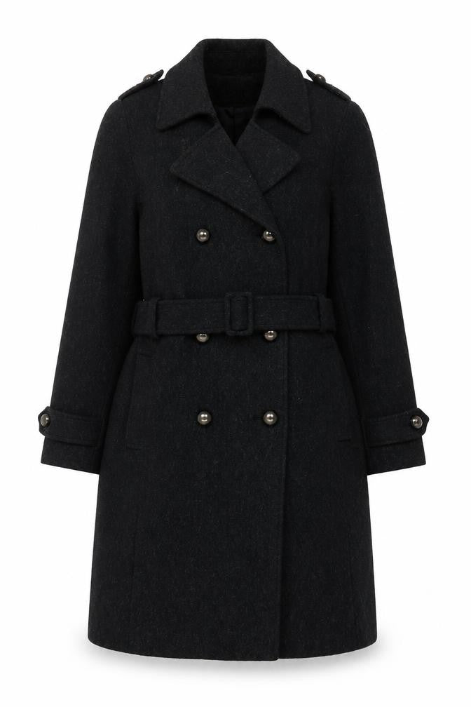 New York & Company Womens Grey Overcoat Coat Size 4 Button - Belted