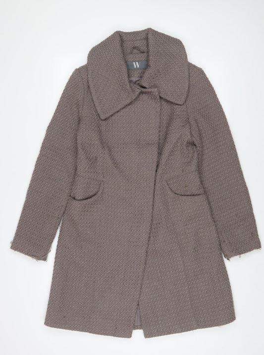 BHS Womens Brown Overcoat Coat Size 10 Button - Pockets