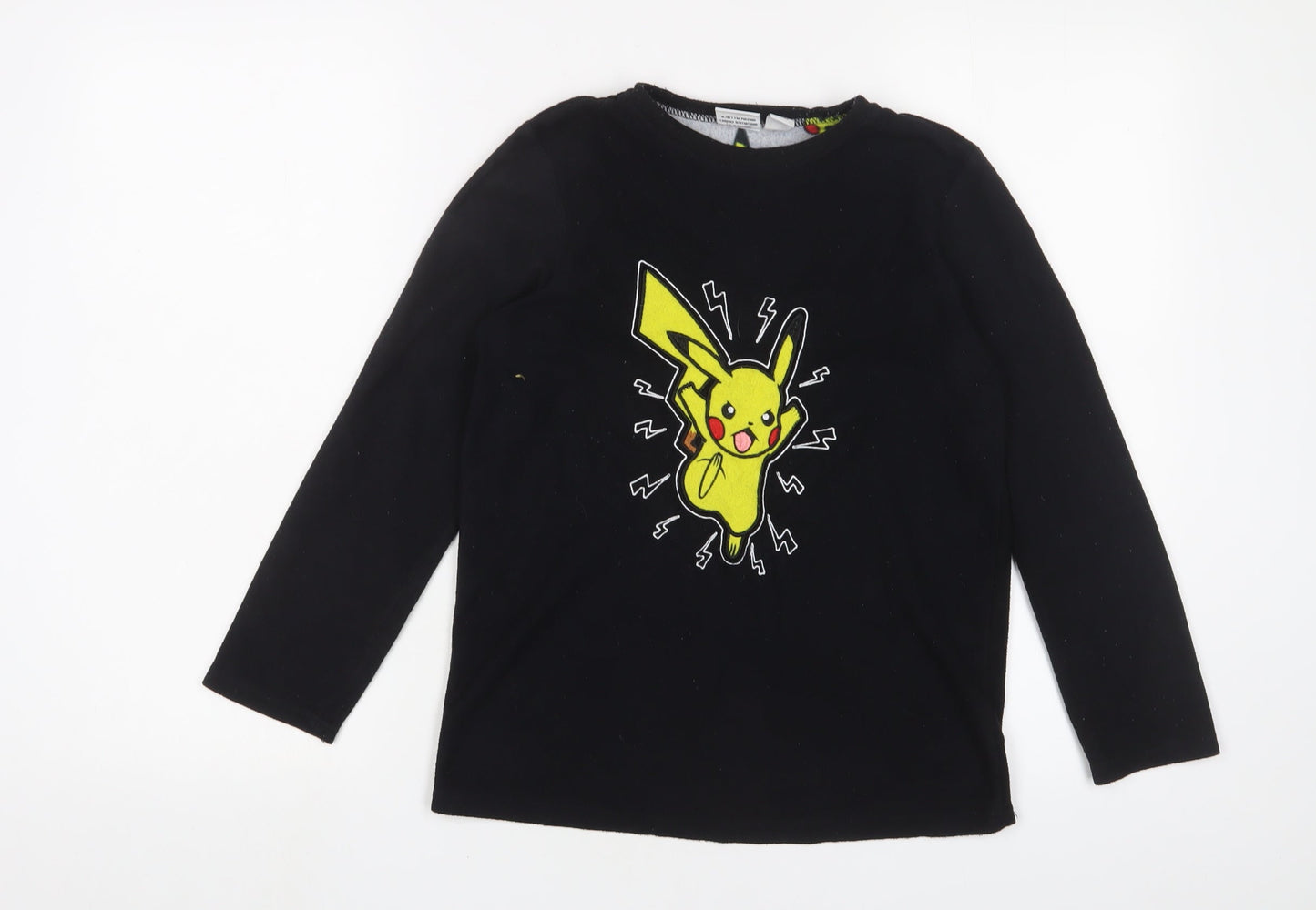 Pokemon Boys Black Solid Polyester Pyjama Top Size 11-12 Years - Embroidered