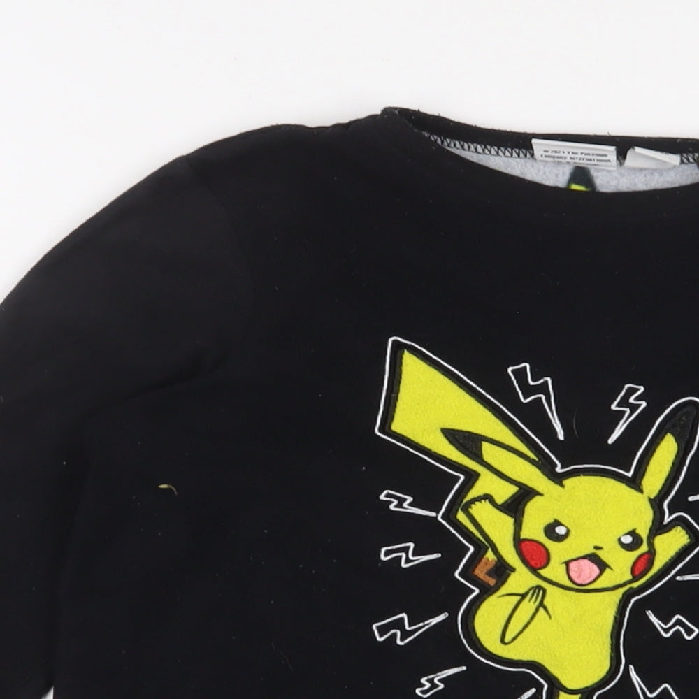 Pokemon Boys Black Solid Polyester Pyjama Top Size 11-12 Years - Embroidered