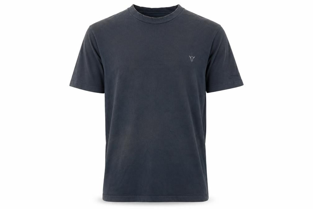 Stone Valley Mens Blue Cotton T-Shirt Size S Crew Neck - Logo, Embroidered