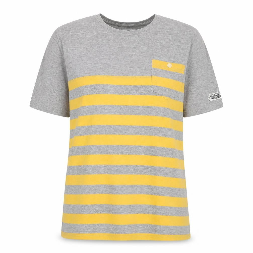 Tokyo Tigers Womens Grey Striped Cotton Basic T-Shirt Size L Crew Neck - Embroidered