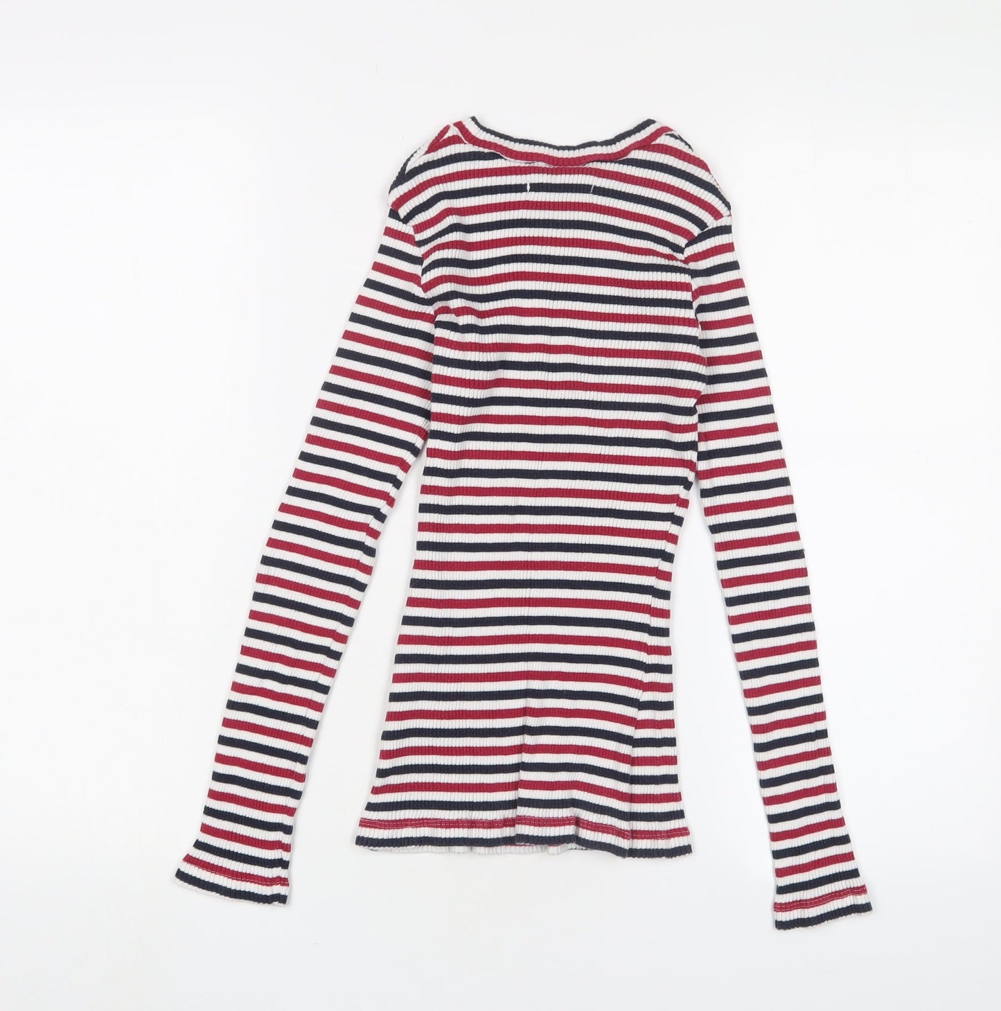 Brave Soul Womens Multicoloured Crew Neck Striped Cotton Pullover Jumper Size M - Stretch
