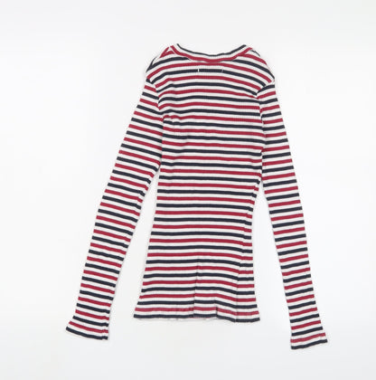 Brave Soul Womens Multicoloured Crew Neck Striped Cotton Pullover Jumper Size M - Stretch