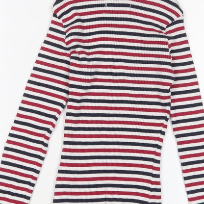 Brave Soul Womens Multicoloured Crew Neck Striped Cotton Pullover Jumper Size M - Stretch