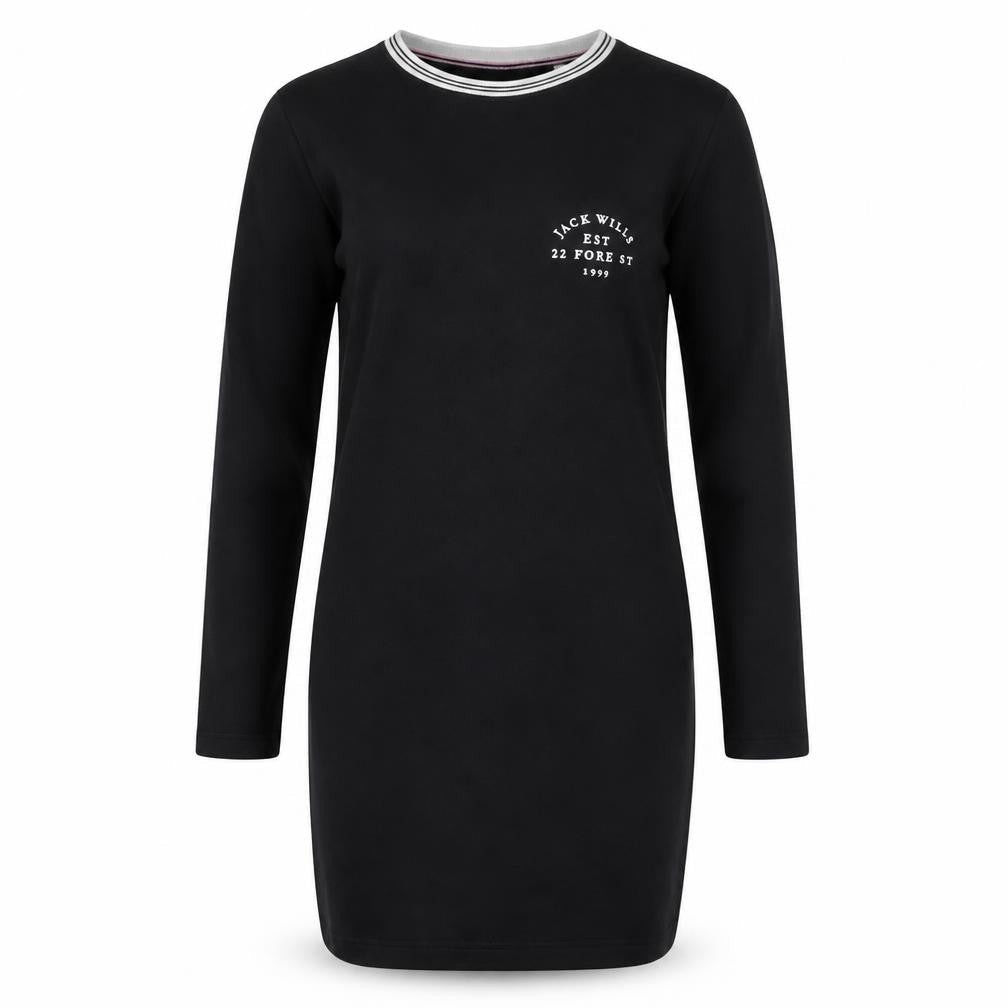 Jack Wills Womens Black Cotton A-Line Size 8 Crew Neck Pullover - Logo, Embroidered