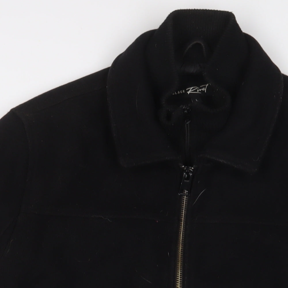 Black Rivet Mens Black Jacket Size L Zip - Pockets