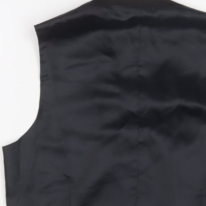 Brand and care label for French Connection men’s blue polyester jacket suit waistcoat, size 42, regular