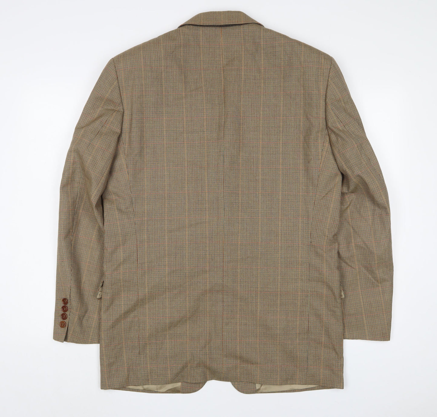 Blazer Mens Brown Plaid Polyester Jacket Suit Jacket Size 38 Regular