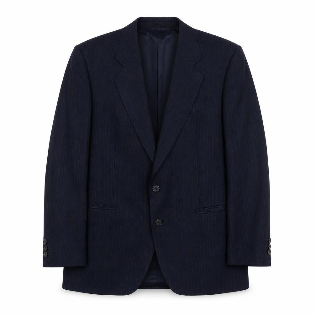Konel Mens Blue Striped Wool Jacket Suit Jacket Size 40 Regular