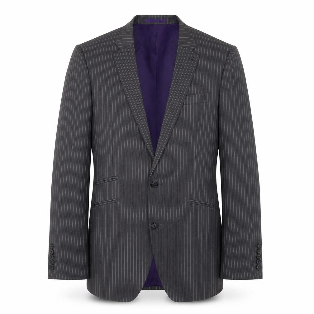 NEXT Mens Grey Striped Polyester Jacket Suit Jacket Size 40 Regular - 5 sleeve buttons