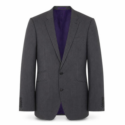 Next Mens Grey Striped Polyester Jacket Suit Jacket Size 40 Regular - 5 sleeve buttons