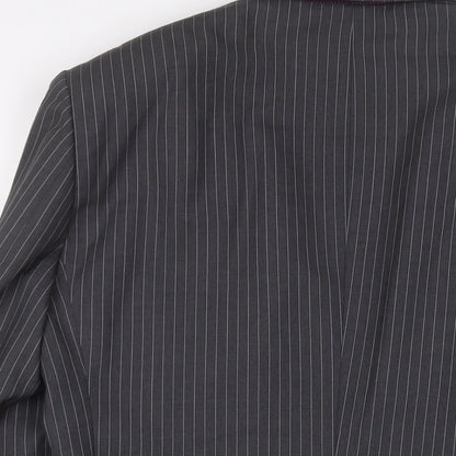 Next Mens Grey Striped Polyester Jacket Suit Jacket Size 40 Regular - 5 sleeve buttons