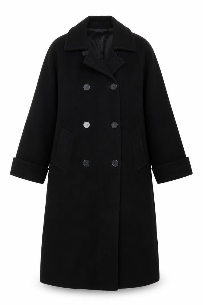 Debenhams Womens Black Overcoat Coat Size 8 Button