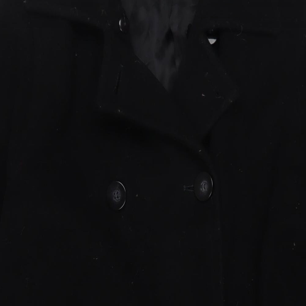 Debenhams Womens Black Overcoat Coat Size 8 Button