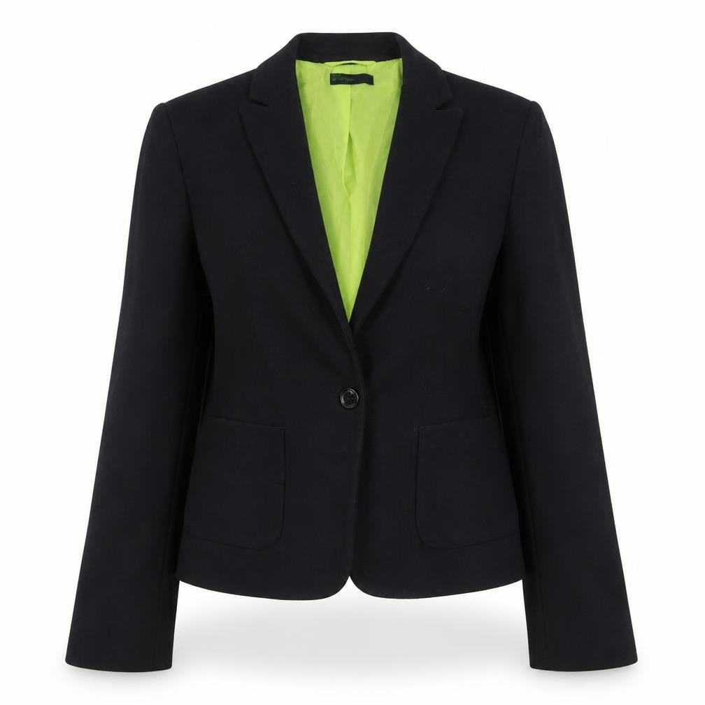United Colors of Benetton Womens Black Jacket Blazer Size 12 Button