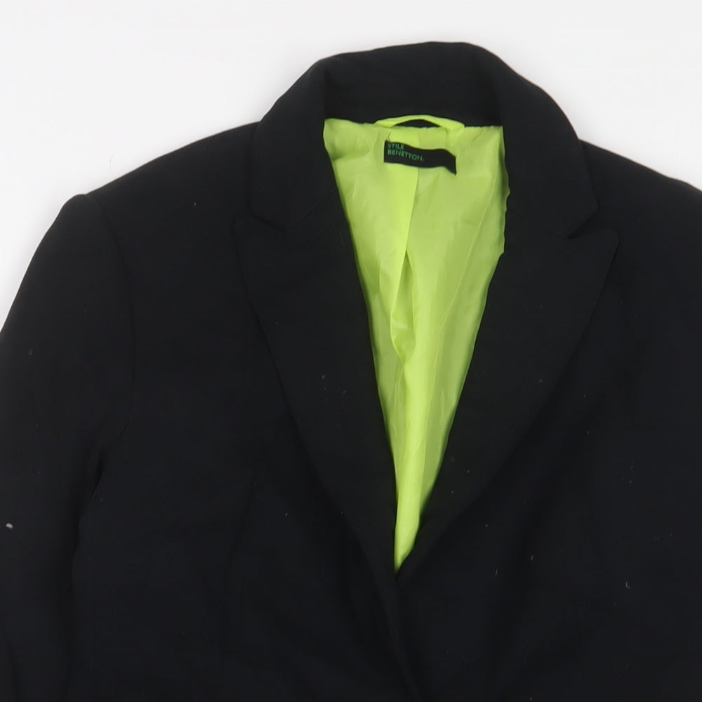 United Colors of Benetton Womens Black Jacket Blazer Size 12 Button