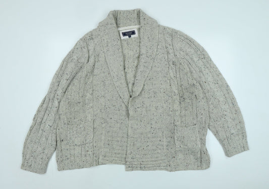 Maine Womens Beige Collared Acrylic Cardigan Jumper Size 20