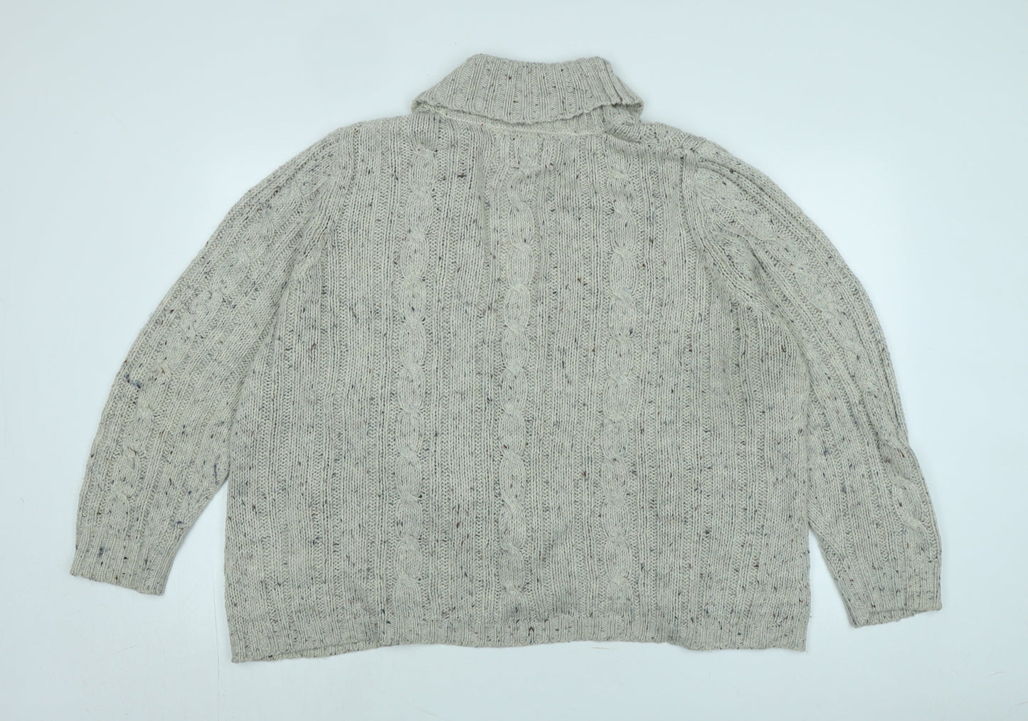 Maine Womens Beige Collared Acrylic Cardigan Jumper Size 20