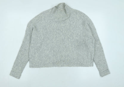 Additional front view of Miss Selfridge women’s grey mock neck polyester jumper, size UK 6