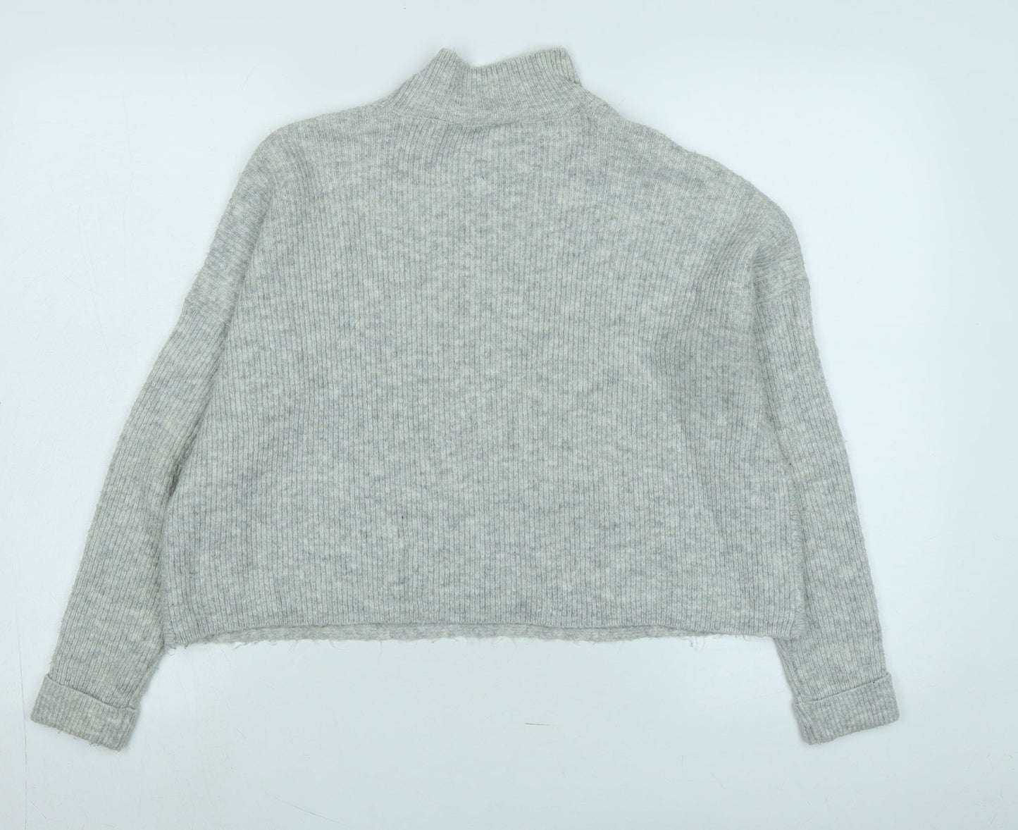 Miss Selfridge Womens Grey Mock Neck Polyester Pullover Jumper Size 6