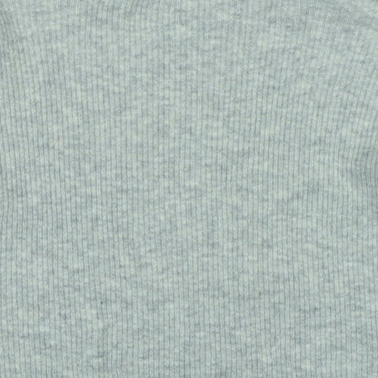 Brand and care label for Miss Selfridge women’s grey mock neck polyester jumper, size UK 6