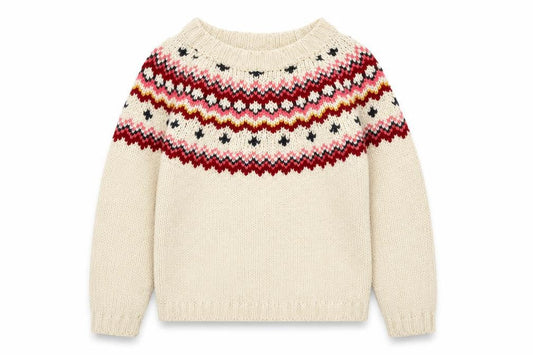 abcd'R Girls Multicoloured Crew Neck Fair Isle Polyamide Pullover Jumper Size 9-10 Years