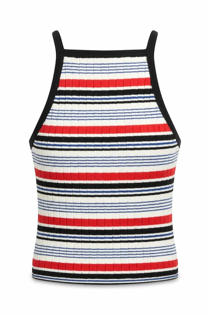 Divided Womens Multicoloured Square Neck Striped Polyimide Vest Jumper Size XS