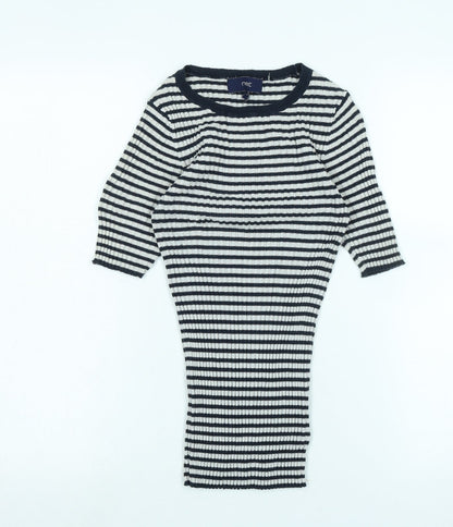 Next Womens Blue Crew Neck Cotton Pullover Jumper Size 10