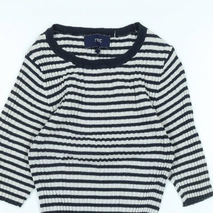 Next Womens Blue Crew Neck Cotton Pullover Jumper Size 10