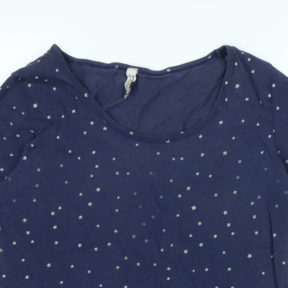 People Tree Womens Blue Solid Cotton Top Pyjama Top Size 14